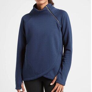 Athleta Cozy Karma Asym Blue Pullover Sweatshirt Size XS